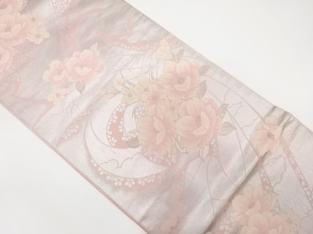 アンティーク　椿に束ね熨斗模様織り出し袋帯（着用可）